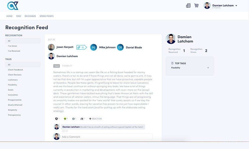 Awardco employee recognition