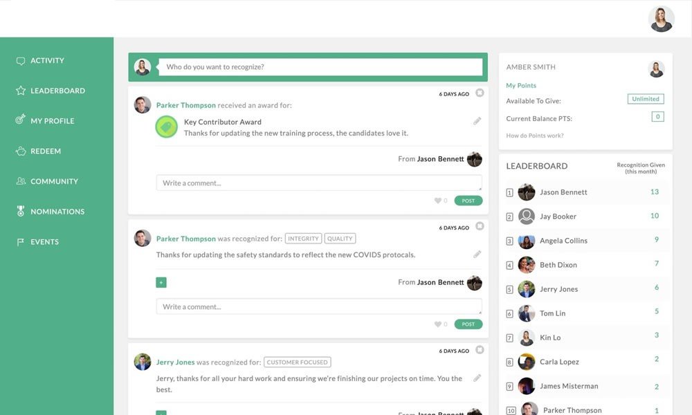 Bucketlist employee recognition