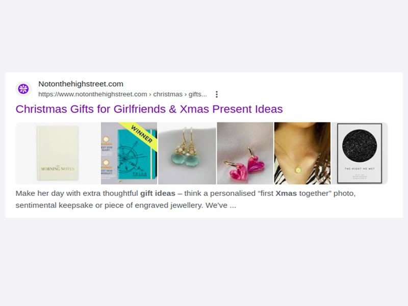 Holiday landing page as it appears in SERP.