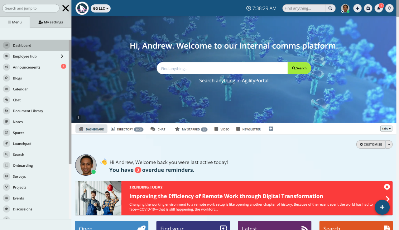 AgilityPortal serves as your employee communication app, enhancing internal communication within the workplace.